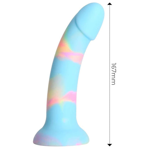 Värikäs dildo imukupilla