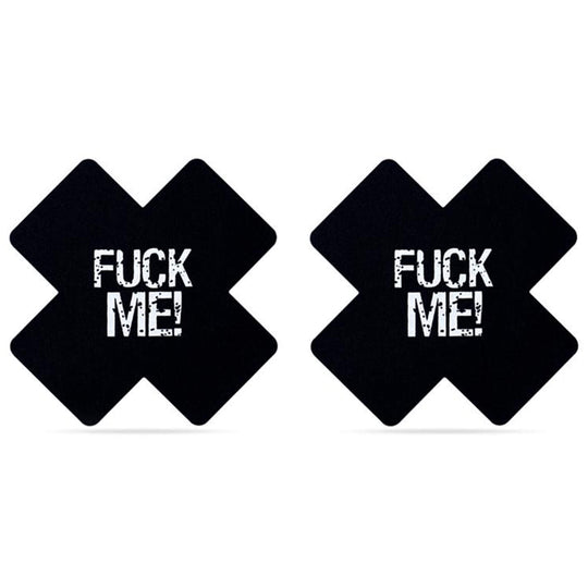 Nännisuojat, musta/pinkit "Fuck me"